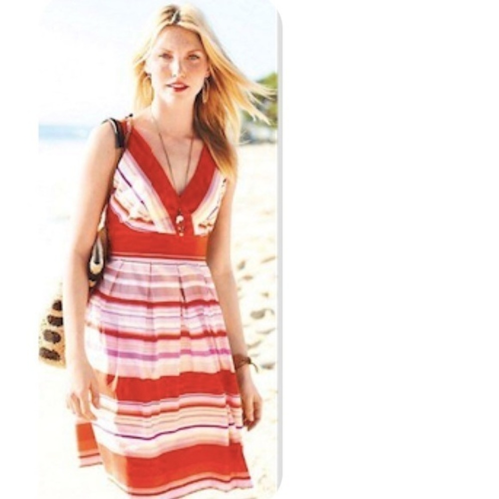Garnet Hill cotton stripe tie back‎ summer dress 18